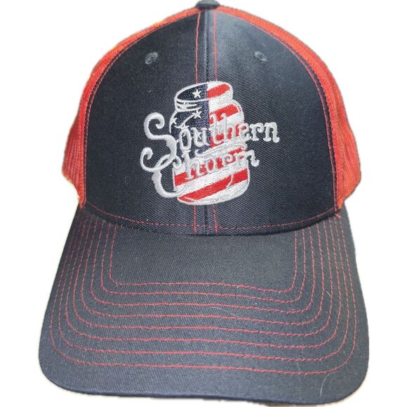 Southern Charm Moonshine Red White Blue Mesh Trucker Hat Cap Adjustable SnapBack - Picture 1 of 6